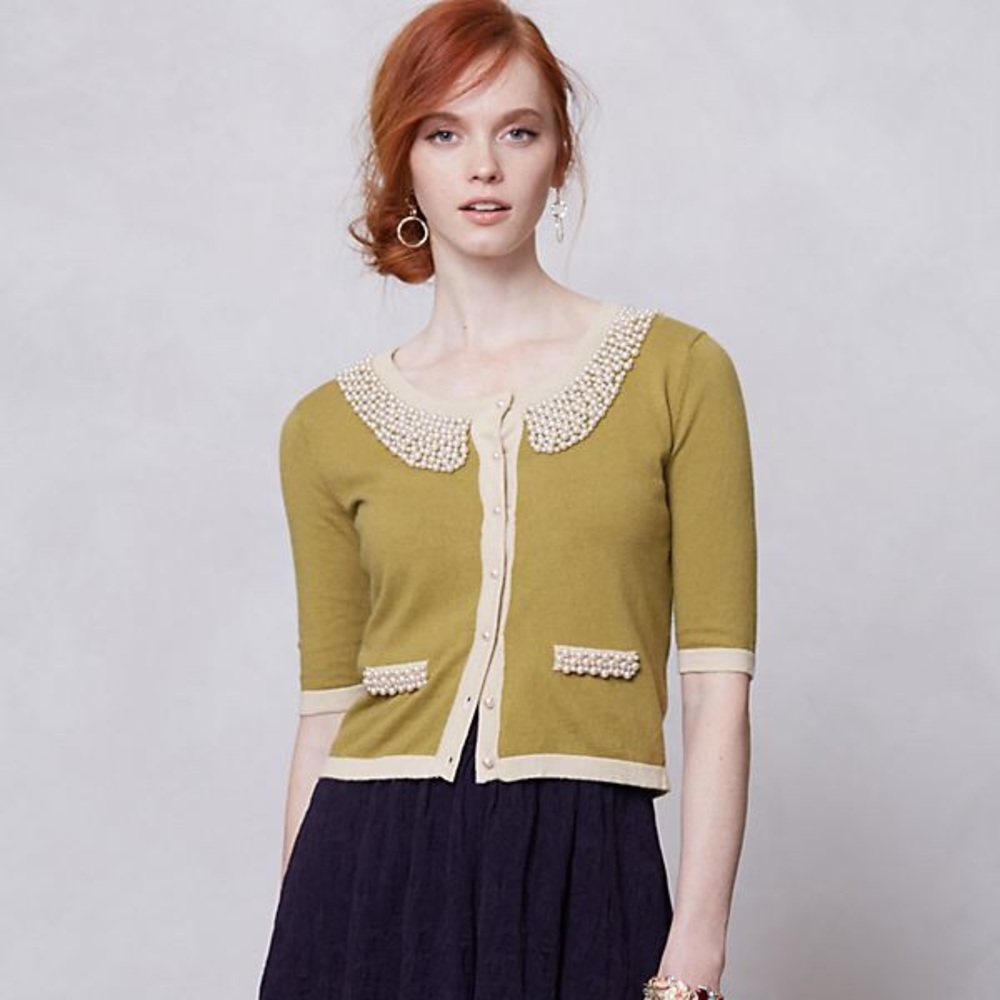 Anthropologie Pan-Pearl Cardi - Darling -XS
